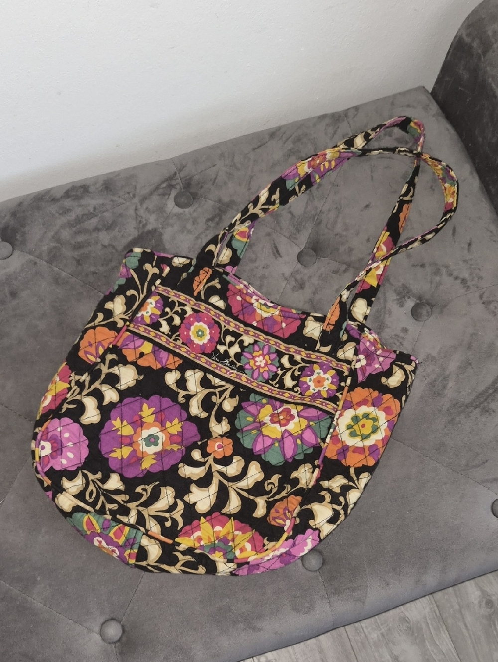 Vera Bradley Quilted Floral Tote Bag in Black and Multicolor